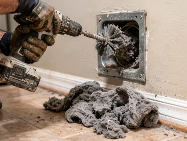 Certified Coventry Dryer Vent Cleaning technician performing dryer vent cleaning in Coventry